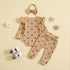 Kid's Heart Printing Jumpsuit, Trousers, Hair Band, Three-piece Set