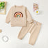 Kid's Four-color Embroidery Rainbow Shirt Fake Drawstring Trousers Two-piece Set