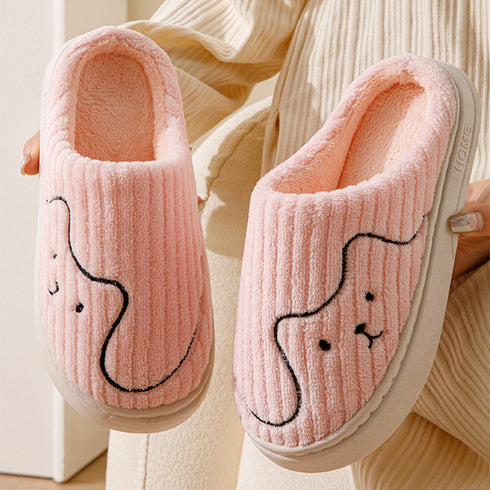 Indoor Non-Slip Mule Winter Warm Plush Shoes Striped Cat Slippers