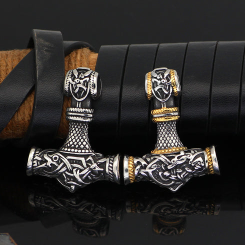 Men's Nordic Vikings Hammer Rune Pendant Necklace