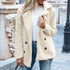 loose lapel fluffy coat in milky white colour