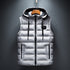White puffer jacket with two zip pockets and hood strings