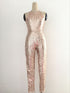 Women's Nude Back Jumpsuit Champagne Black