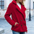 loose lapel fluffy coat in red colour