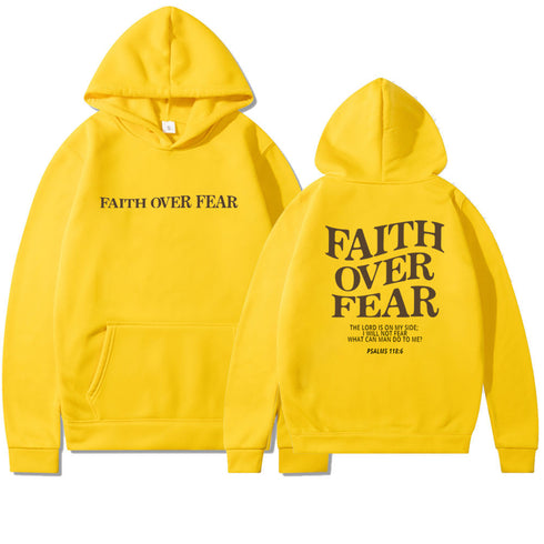 Men's And Women's Faith Fear Printed Hoodie