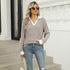 Women's Lapel Long Sleeve Loose-fitting T-shirt