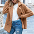 loose lapel fluffy coat in caramel colour