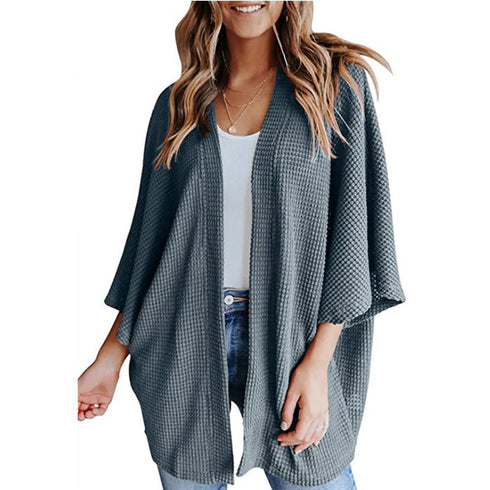 Women's Bat Sleeve Waffle Gerson Cardigan