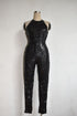 Women's Nude Back Jumpsuit Champagne Black