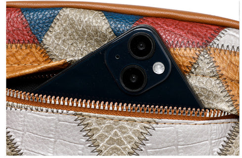 Women's Retro Fashion Stitching Contrast Color Small Square Bag