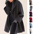 Women's Trendy Round Neck Loose Woolen Casual Coat For Autumn And Winter
