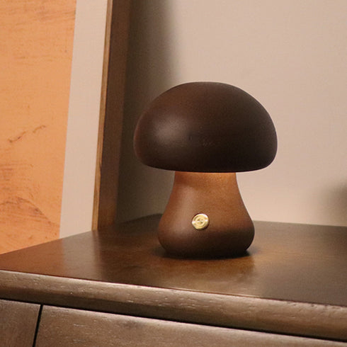 Home Decor Wooden Cute Mushroom LED Night Light With Touch Switch