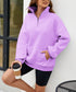 Women's Sweatshirt Solid Colour Stand Collar With Pocket Zipper Casual Sports Loose Top