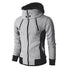 Men high neck hooded jacket displayed in grey colour on a white background