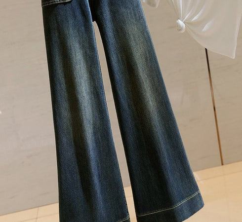 Women's Retro Stretch Loose Straight Flared Pants