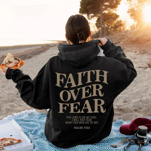 Men's And Women's Faith Fear Printed Hoodie