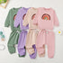 Kid's Four-color Embroidery Rainbow Shirt Fake Drawstring Trousers Two-piece Set