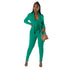 Womens Flounce Long Sleeve Pencil Pants Suit Set Narrow V-Neck