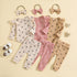 Kid's Heart Printing Jumpsuit, Trousers, Hair Band, Three-piece Set