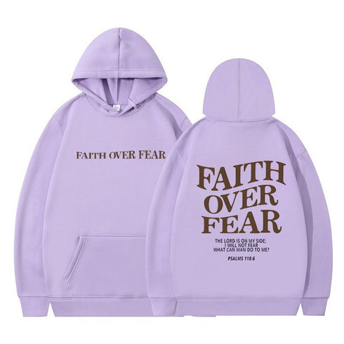 Men's And Women's Faith Fear Printed Hoodie