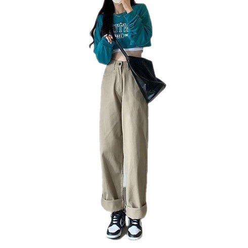 Women's High Waist Straight Mopping Pants