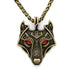 Asgard Crafted Norse Grey Wolf Head Pendant Chain