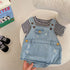 Kids Boys And Girls Denim Brace Romper Pants
