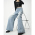 Women's Loose Wide Leg Draping Mop Slimming High Waist Denim Trousers