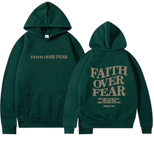 Men's And Women's Faith Fear Printed Hoodie