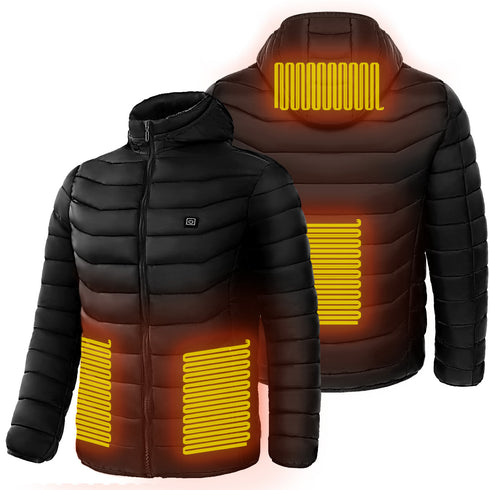 Mens Heated Puffer Jacket Electric Heating Insulated Hood Windbreaker