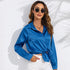Women's Solid Colour Satin Long Sleeve Blouse