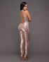 Women's Nude Back Jumpsuit Champagne Black