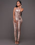 Women's Nude Back Jumpsuit Champagne Black