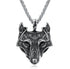 Asgard Crafted Norse Grey Wolf Head Pendant Chain