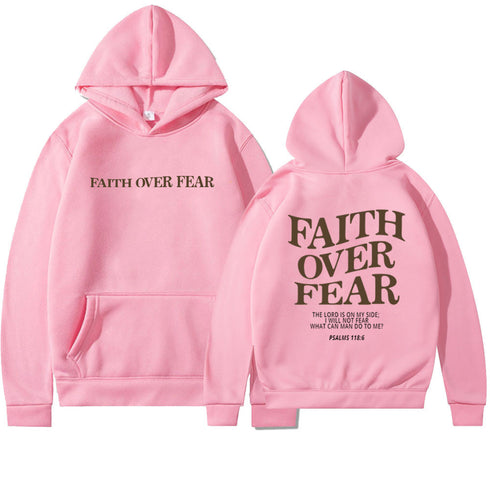 Men's And Women's Faith Fear Printed Hoodie