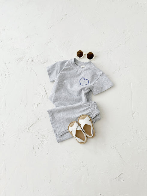 Baby Boys' And Girls' Heart Printing Two-piece Set