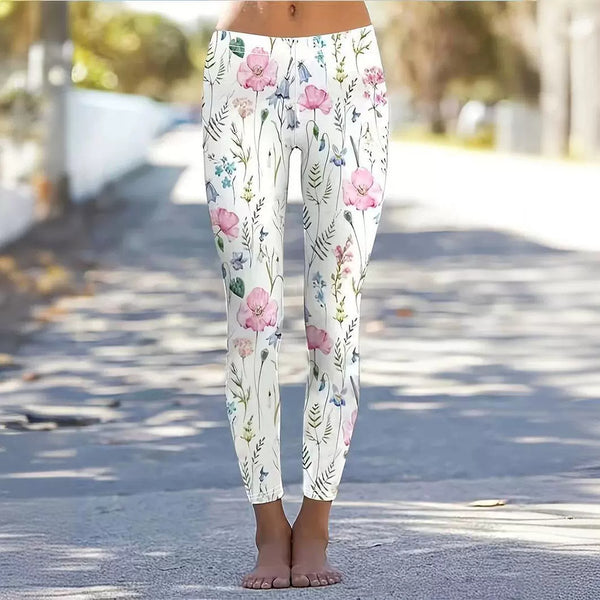 Women's Flower Print Skinny Casual Leggings