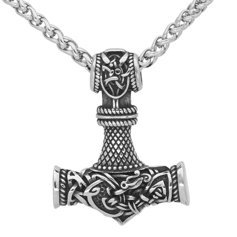 Men's Nordic Vikings Hammer Rune Pendant Necklace
