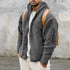 men's grey winter fur double-sided hooded jacket