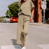 Khaki Jumpsuit, short sleeves, wide trouser with string closure