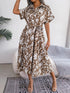 Women's Loose Leopard Print Lace-up Dress