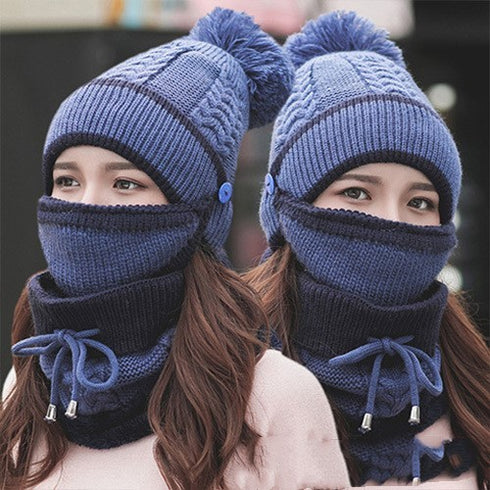 Winter Velvet Thick Bib Mask Gloves Set Wind Protection Set