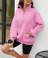 Women's Sweatshirt Solid Colour Stand Collar With Pocket Zipper Casual Sports Loose Top