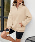 Women's Sweatshirt Solid Colour Stand Collar With Pocket Zipper Casual Sports Loose Top
