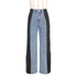 Women's High Waist Elastic Straight Leg Trousers Denim Wide Leg Pants Streetwear