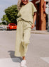 apricot Jumpsuit, short sleeves, wide trouser with string closure
