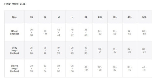 Size Chart Mitchell & Ness