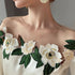 Closeup click showing embroidered floral neck design