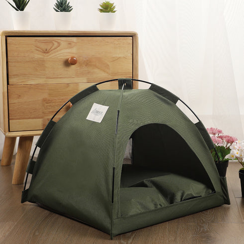 A tent opened for cat and dogs