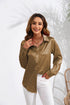 Women's Solid Colour Satin Long Sleeve Blouse
